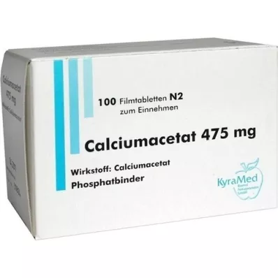 CALCIUMACETAT 475 mg filmdrasjerte tabletter, 100 stk CALCIUMACETAT 475 mg filmdrasjerte tabletter, 100 stk