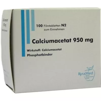 CALCIUMACETAT 950 mg filmdrasjerte tabletter, 100 stk CALCIUMACETAT 950 mg filmdrasjerte tabletter, 100 stk