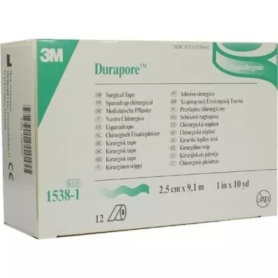 DURAPORE Silkegips 2,5 cmx9,1 m rull, 12 stk
