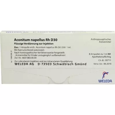ACONITUM NAPELLUS Rh D 30 ampuller, 8X1 ml ACONITUM NAPELLUS Rh D 30 ampuller, 8X1 ml