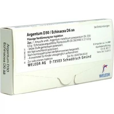 ARGENTUM D 30/ECHINACEA D 6 aa ampuller, 8 stk ARGENTUM D 30/ECHINACEA D 6 aa ampuller, 8 stk