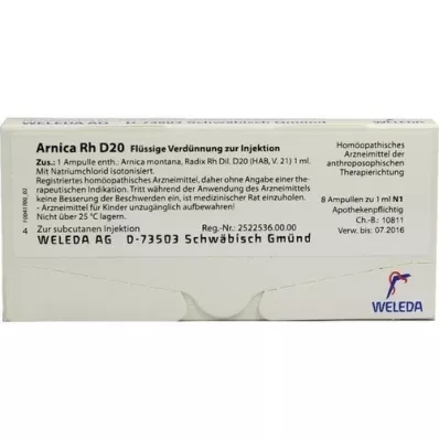ARNICA RH D 20 ampuller, 8X1 ml ARNICA RH D 20 ampuller, 8X1 ml