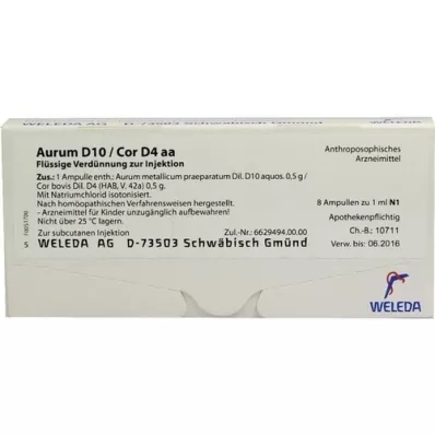 AURUM D 10/Cor D 4 aa ampuller, 8X1 ml AURUM D 10/Cor D 4 aa ampuller, 8X1 ml
