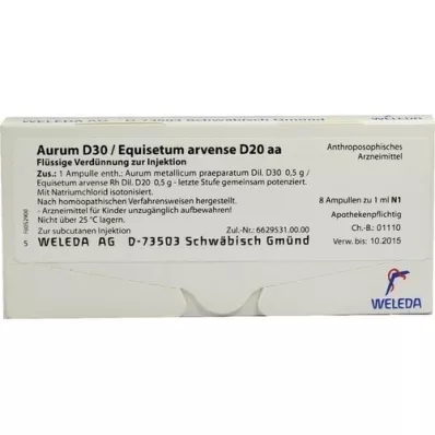 AURUM D 30/Equisetum arvense D 20 aa ampuller, 8X1 ml AURUM D 30/Equisetum arvense D 20 aa ampuller, 8X1 ml