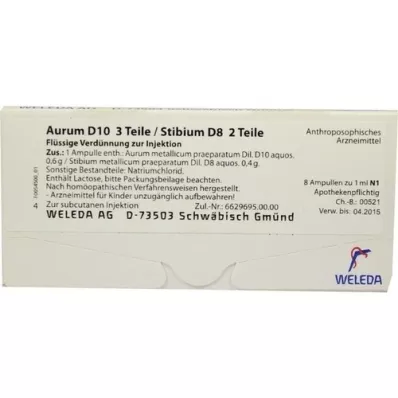 AURUM D 10/Stibium D 8 ampuller, 8X1 ml AURUM D 10/Stibium D 8 ampuller, 8X1 ml