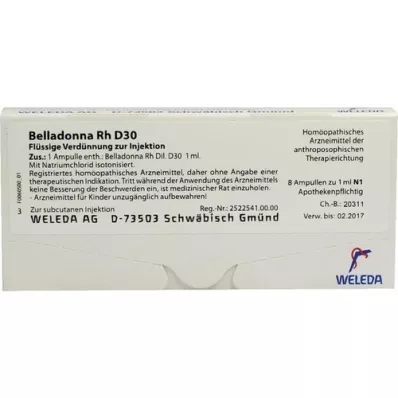 BELLADONNA RH D 30 ampuller, 8X1 ml BELLADONNA RH D 30 ampuller, 8X1 ml