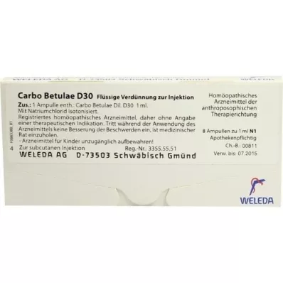 CARBO BETULAE D 30 ampuller, 8X1 ml CARBO BETULAE D 30 ampuller, 8X1 ml