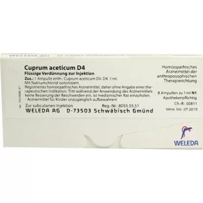 CUPRUM ACETICUM D 4 ampuller, 8X1 ml CUPRUM ACETICUM D 4 ampuller, 8X1 ml