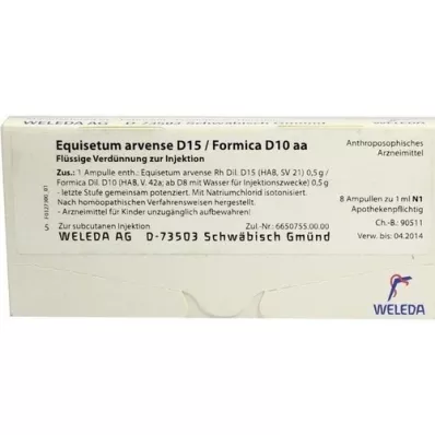 EQUISETUM ARVENSE D 15/Formica D 10 aa ampuller, 8X1 ml EQUISETUM ARVENSE D 15/Formica D 10 aa ampuller, 8X1 ml