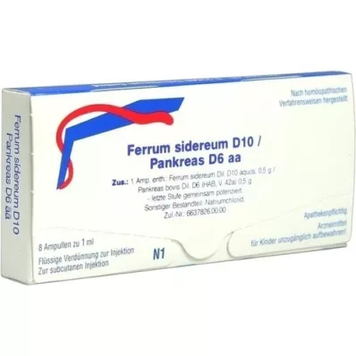 FERRUM SIDEREUM D 10/Pancreas D 6 aa ampuller, 8X1 ml
