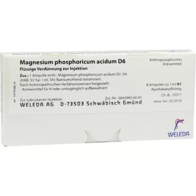 MAGNESIUM PHOSPHORICUM ACIDUM D 6 ampuller, 8X1 ml MAGNESIUM PHOSPHORICUM ACIDUM D 6 ampuller, 8X1 ml