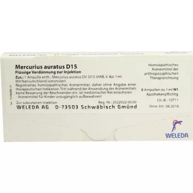 MERCURIUS AURATUS D 15 ampuller, 8X1 ml