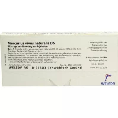 MERCURIUS VIVUS NATURALIS D 6 ampuller, 8X1 ml