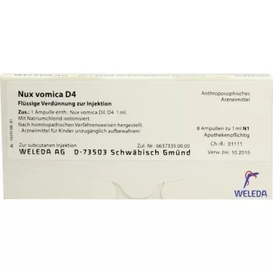 NUX VOMICA D 4 ampuller, 8X1 ml NUX VOMICA D 4 ampuller, 8X1 ml
