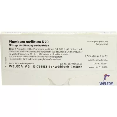 PLUMBUM MELLITUM D 20 ampuller, 8X1 ml PLUMBUM MELLITUM D 20 ampuller, 8X1 ml