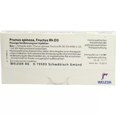PRUNUS SPINOSA FRUCTUS Rh D 3 ampuller, 8X1 ml