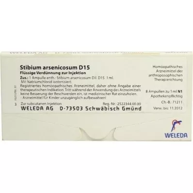 STIBIUM ARSENICOSUM D 15 ampuller, 8X1 ml STIBIUM ARSENICOSUM D 15 ampuller, 8X1 ml