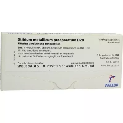 STIBIUM METALLICUM PRAEPARATUM D 20 ampuller, 8X1 ml