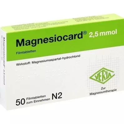 MAGNESIOCARD 2,5 mmol filmdrasjerte tabletter, 50 stk MAGNESIOCARD 2,5 mmol filmdrasjerte tabletter, 50 stk