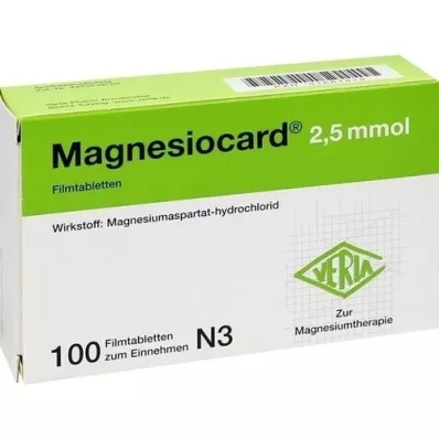 MAGNESIOCARD 2,5 mmol filmdrasjerte tabletter, 100 stk MAGNESIOCARD 2,5 mmol filmdrasjerte tabletter, 100 stk