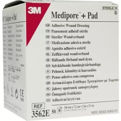 MEDIPORE Plus Pad 3562E steril sårbandasje, 50 stk MEDIPORE Plus Pad 3562E steril sårbandasje, 50 stk