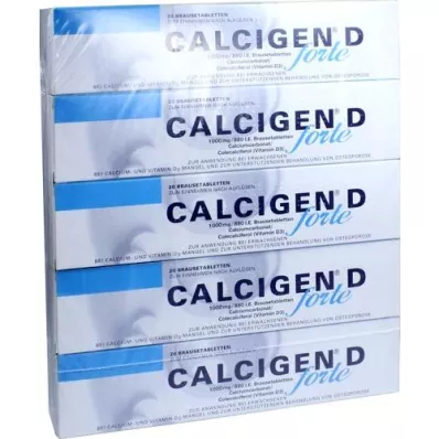 CALCIGEN D forte 1000 mg/880 IE brusetabletter, 100 stk CALCIGEN D forte 1000 mg/880 IE brusetabletter, 100 stk