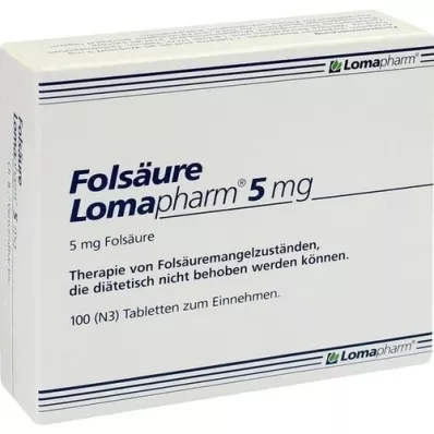 FOLSÄURE LOMAPHARM 5 mg tabletter, 100 stk