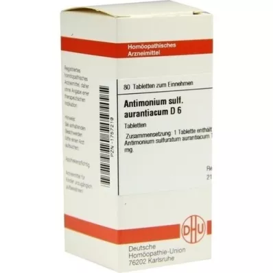 ANTIMONIUM SULFURATUM aurantiacum D 6 tabletter, 80 stk ANTIMONIUM SULFURATUM aurantiacum D 6 tabletter, 80 stk