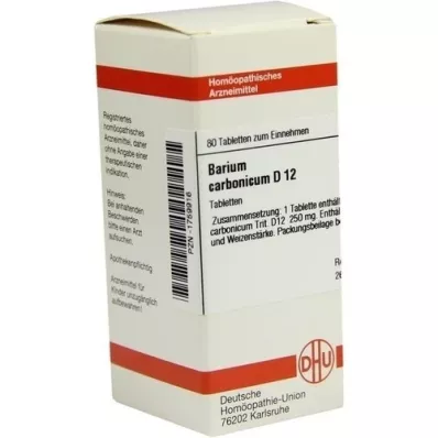 BARIUM CARBONICUM D 12 tabletter, 80 stk BARIUM CARBONICUM D 12 tabletter, 80 stk