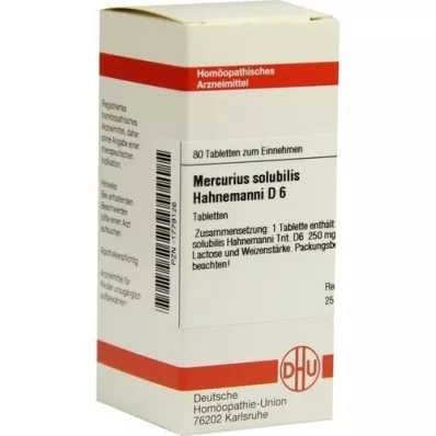 MERCURIUS SOLUBILIS Hahnemanni D 6 tabletter, 80 stk MERCURIUS SOLUBILIS Hahnemanni D 6 tabletter, 80 stk