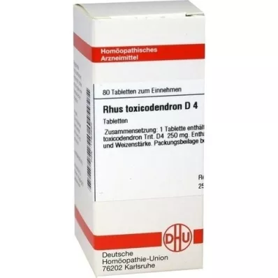 RHUS TOXICODENDRON D 4 tabletter, 80 stk RHUS TOXICODENDRON D 4 tabletter, 80 stk