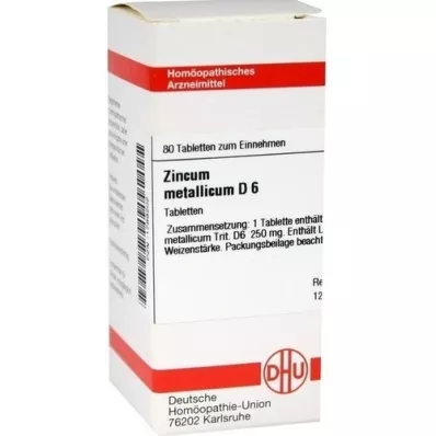 ZINCUM METALLICUM D 6 tabletter, 80 stk ZINCUM METALLICUM D 6 tabletter, 80 stk