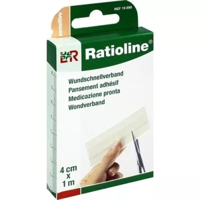 RATIOLINE følsom hurtigsårbandasje 4 cmx1 m, 1 stk RATIOLINE følsom hurtigsårbandasje 4 cmx1 m, 1 stk