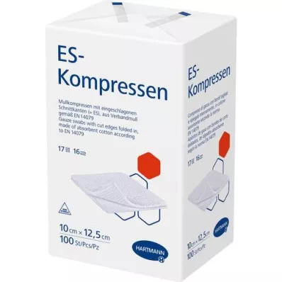 ES-KOMPRESSEN ikke-steril 10x12,5 cm 16-fold, 100 stk ES-KOMPRESSEN ikke-steril 10x12,5 cm 16-fold, 100 stk