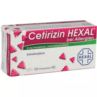 CETIRIZIN HEXAL Filmdrasjerte tabletter for allergi, 50 stk CETIRIZIN HEXAL Filmdrasjerte tabletter for allergi, 50 stk