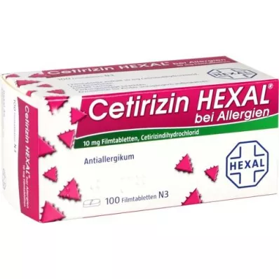 CETIRIZIN HEXAL Filmdrasjerte tabletter for allergi, 100 stk