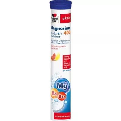 DOPPELHERZ Magnesium 400+B1+B6+B12+Folsyre BTA, 15 stk DOPPELHERZ Magnesium 400+B1+B6+B12+Folsyre BTA, 15 stk