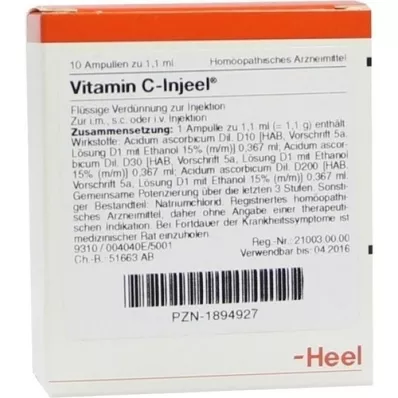 VITAMIN C INJEEL Ampuller, 10 stk VITAMIN C INJEEL Ampuller, 10 stk