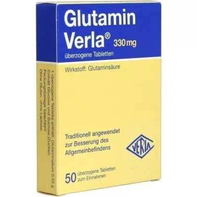 GLUTAMIN VERLA belagte tabletter, 50 stk GLUTAMIN VERLA belagte tabletter, 50 stk