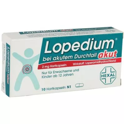 LOPEDIUM akutt ved akutt diaré harde kapsler, 10 stk LOPEDIUM akutt ved akutt diaré harde kapsler, 10 stk