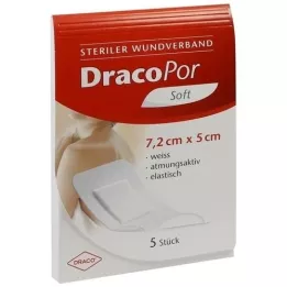 DRACOPOR Sårbandasje 5x7,2 cm steril, 5 stk