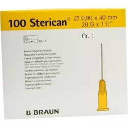 STERICAN Kanyler Luer-Lok 0,90x40 mm størrelse 1 gul, 100 stykker