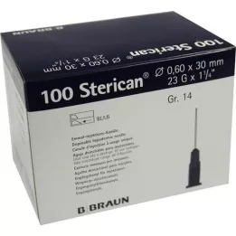 STERICAN Kanyler Luer-Lok 0,60x30 mm størrelse 14 blå, 100 stykker