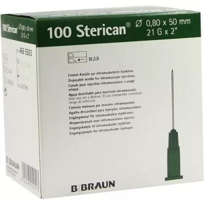 STERICAN Kanyler 21 Gx2 0,8x50 mm, 100 stykker