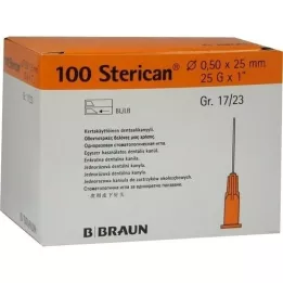 STERICAN Tannboks Luer 0,5x25 mm, 100 stk