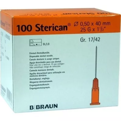 STERICAN Tannboks Luer 0,5x40 mm, 100 stk
