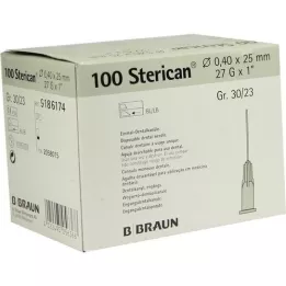 STERICAN Tannboks Luer 0,4x25 mm, 100 stk
