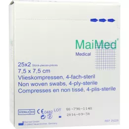 VLIESKOMPRESSEN 7,5x7,5 cm steril, 25X2 stk