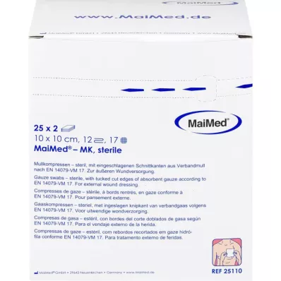 MULLKOMPRESSEN 10x10 cm steril 12-fold, 25X2 stk MULLKOMPRESSEN 10x10 cm steril 12-fold, 25X2 stk