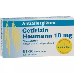 CETIRIZIN Heumann 10 mg filmdrasjerte tabletter, 20 stk